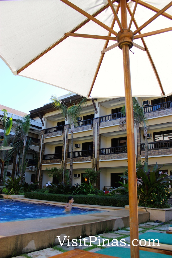 Poolside umbrellas at Boracay Regency Beach Resort and Spa